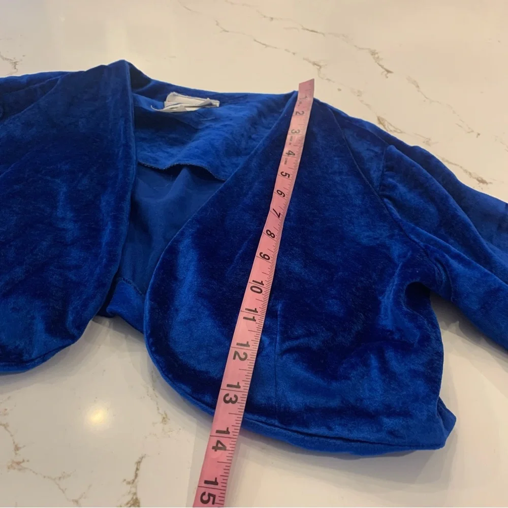 Avon Fashions Sleeveless Blue Velvet Dress w/ Matching Bolero Jacket Size 6 - Picture 9 of 15